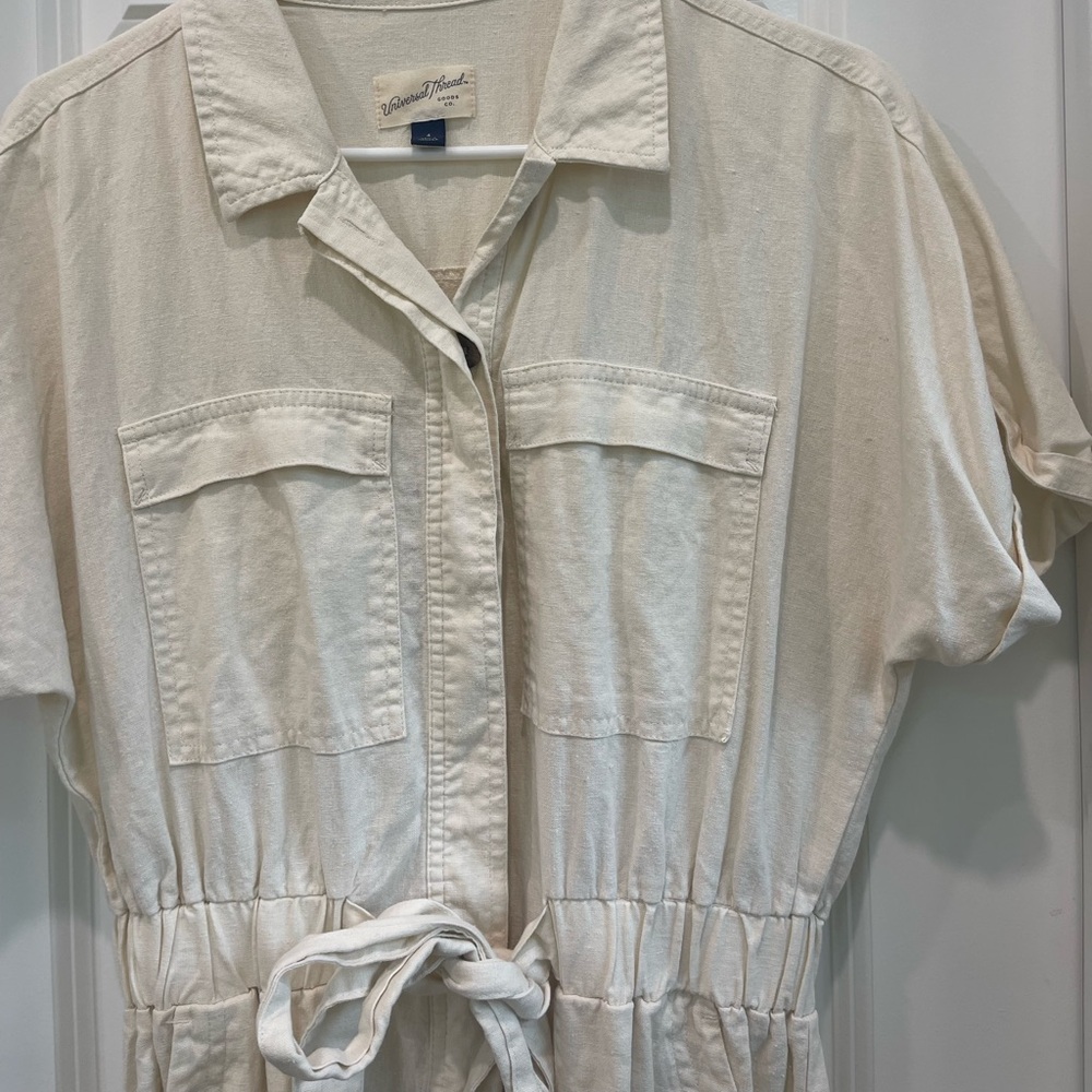 Universal Thread Cream Button-Up Jumpsuit